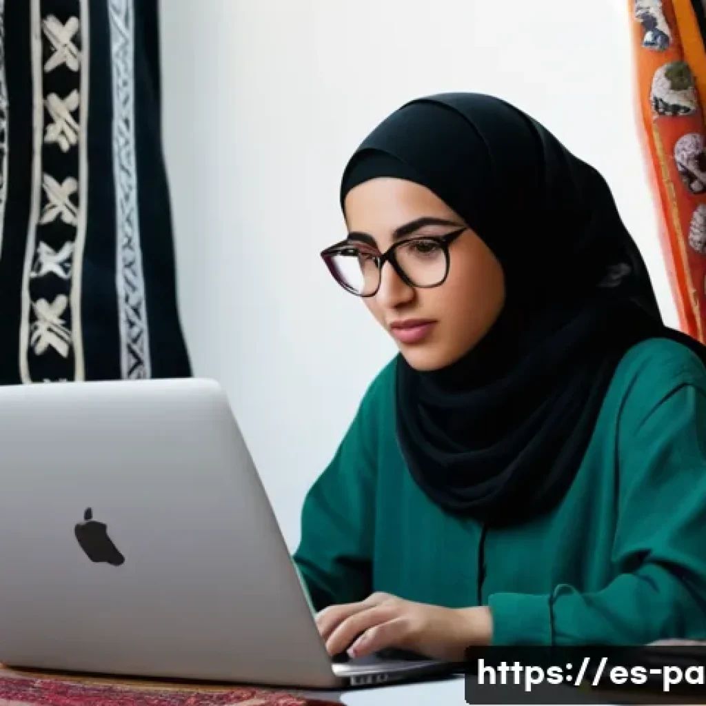 팔레스타인의 영화 산업 - A powerful scene depicting a young Palestinian female filmmaker in her modest home studio, surrounde...