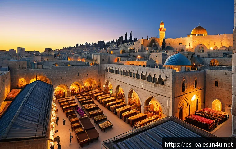 팔레스타인 주요 유적지 - A panoramic view of the ancient Old City of Jerusalem at sunrise, featuring historic stone walls, or...